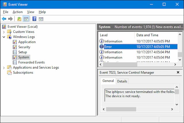 Microsoft Windows Event Viewer